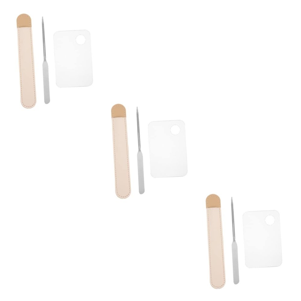 minkissy 3sets Cosmetic Mixing Palette with Makeup Spatula for Nail Art Foundation and Blending Stainless Steel Mixing Tray for Beauty Salons and Use