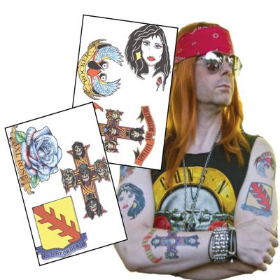 8o's Rocker inspired complete set of Fake Temporary Tattoos | Life sized |