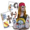 8o's Rocker inspired complete set of Fake Temporary Tattoos | Life sized | view 1