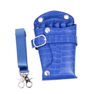 Beautician Scissor Kit Hair Tool Bag Leather Leather Tooling Hair Salon Accessories Waist Holder Hairdresser Belt Bag Hair Styling Tools Pouch Case Blue Pet Comb