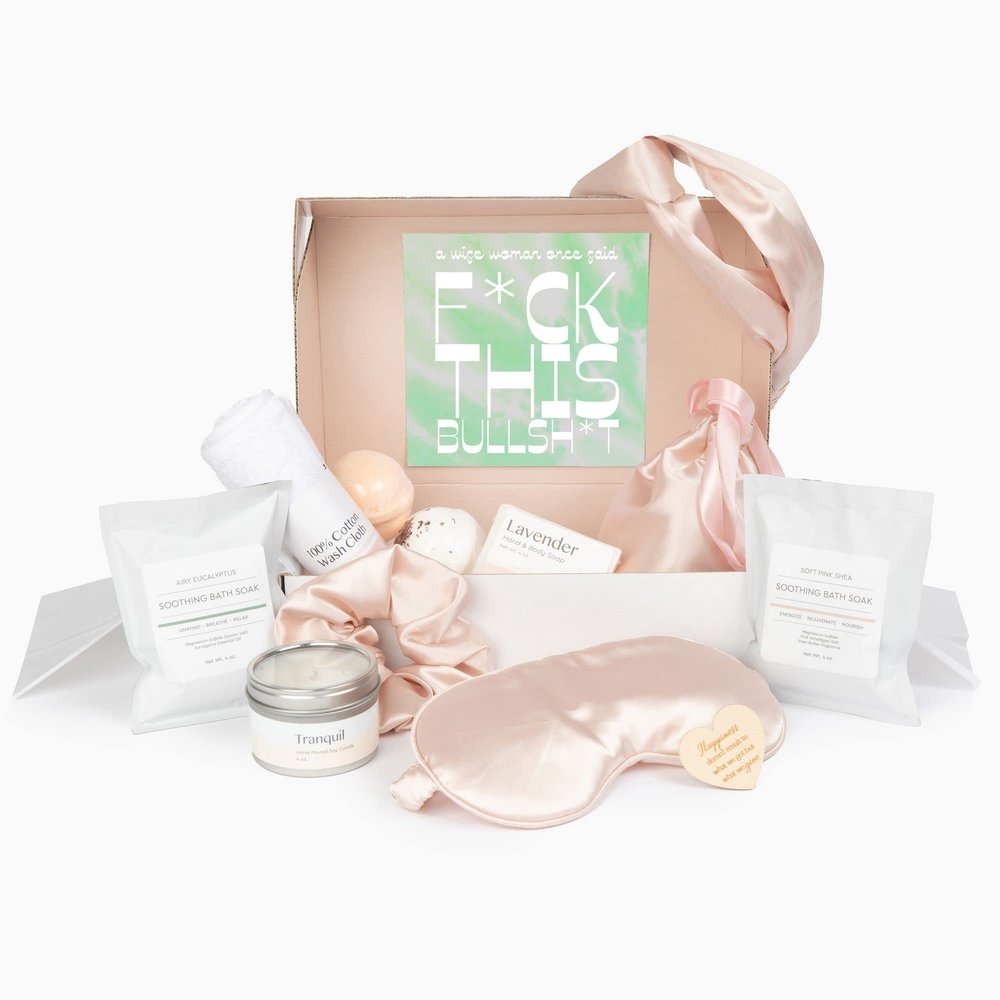 Dear Ava Luxury Spa Gifts for Women | Organic Self Care Anti Stress Relaxing Bath and Body Kit Set Basket Box for Her with Heartfelt Card | Funny Gift