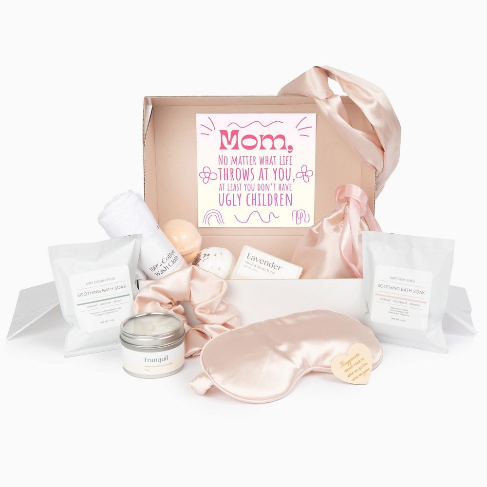 Dear Ava Luxury Spa Gifts for Women | Organic Self Care Anti Stress Relaxing Bath and Body Kit Set Basket Box for Her with Heartfelt Card | Gift for Mom