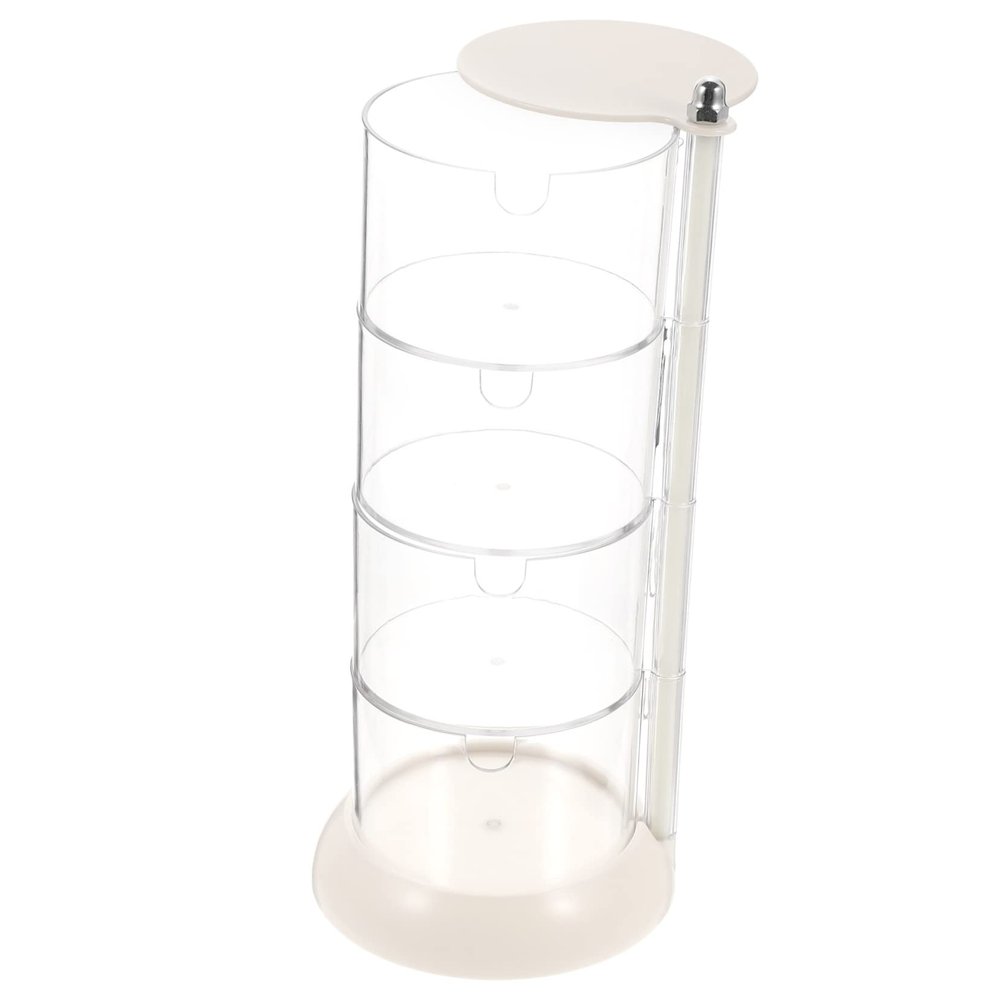 Multi-layer Storage Box Makeup Storage Case Round Makeup Sponge Clear Container Clear Makeup Organizer Makeup Powder Puff Case Trinket Display Holder Cosmetic Puff Boxes White Tray