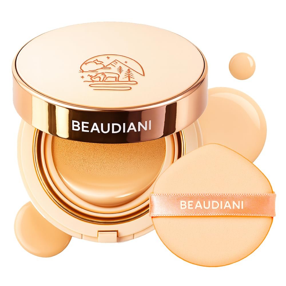 BEAUDIANI Natural Coverage  Mesh Tight Up Cushion  Korean Cushion Foundation, Semi-Matte Radiance, Long-lasting, Travel-Friendly Design (02 Light/Medium Beige)