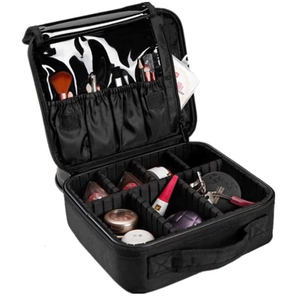 RMENST Makeup Train Case Travel Makeup Bag Professional Cosmetic Storage Case Organizer for Cosmetic Brushes Tools (Color : Black)