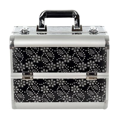 RMENST Makeup Train Case Portable Cosmetic Box Jewelry Organizer Carrying with Handle Makeup Storage Box Travel Cases (Color : Black)