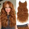 KooKaStyle Invisible Wire Hair Extensions with Transparent Headband Adjustable Size 4 Secure Clips Long Wavy Secret Wire Synthetic Hairpiece for Women(30C#Copper Auburn 20Inch) view 1