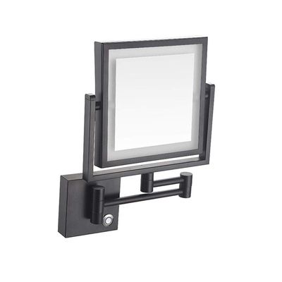 Wall Mounted Makeup Mirror with LED Lights, 1x/3x Magnification, 360 Degree Swivel, Flexible Gooseneck, and Locking Suction, 8"x8" Double Sided Vanity Magnifying Mirror for Bathroom ( Color : Matte Bl