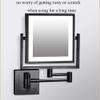 Wall Mounted Makeup Mirror with LED Lights, 1x/3x Magnification, 360 Degree Swivel, Flexible Gooseneck, and Locking Suction, 8"x8" Double Sided Vanity Magnifying Mirror for Bathroom ( Color : Matte Bl view 2