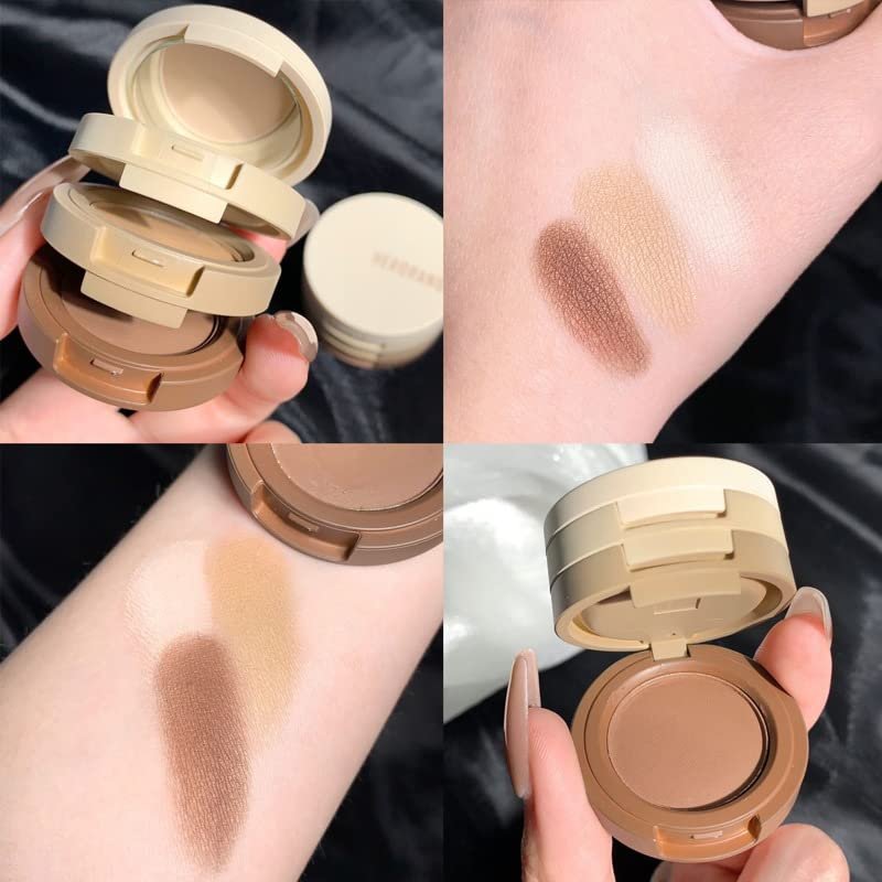 3 In 1 Eyeshadow Palette Matte Pearlescent Eyeshadow Long-lasting Waterproof Eye Shadow Portable Makeup Cosmetics Beauty Tool (03# Dead wood tea brown)