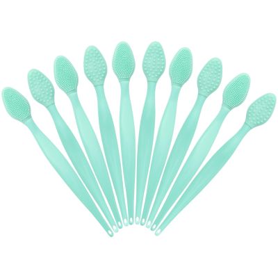 10 Pcs Lip Scrub Brush, Ooloveminso Silicone Lip Scrubber Exfoliator Tool, Soft Double-Side Lip Brush Exfoliating for Dark Lips, Lip Care and Beauty-Green