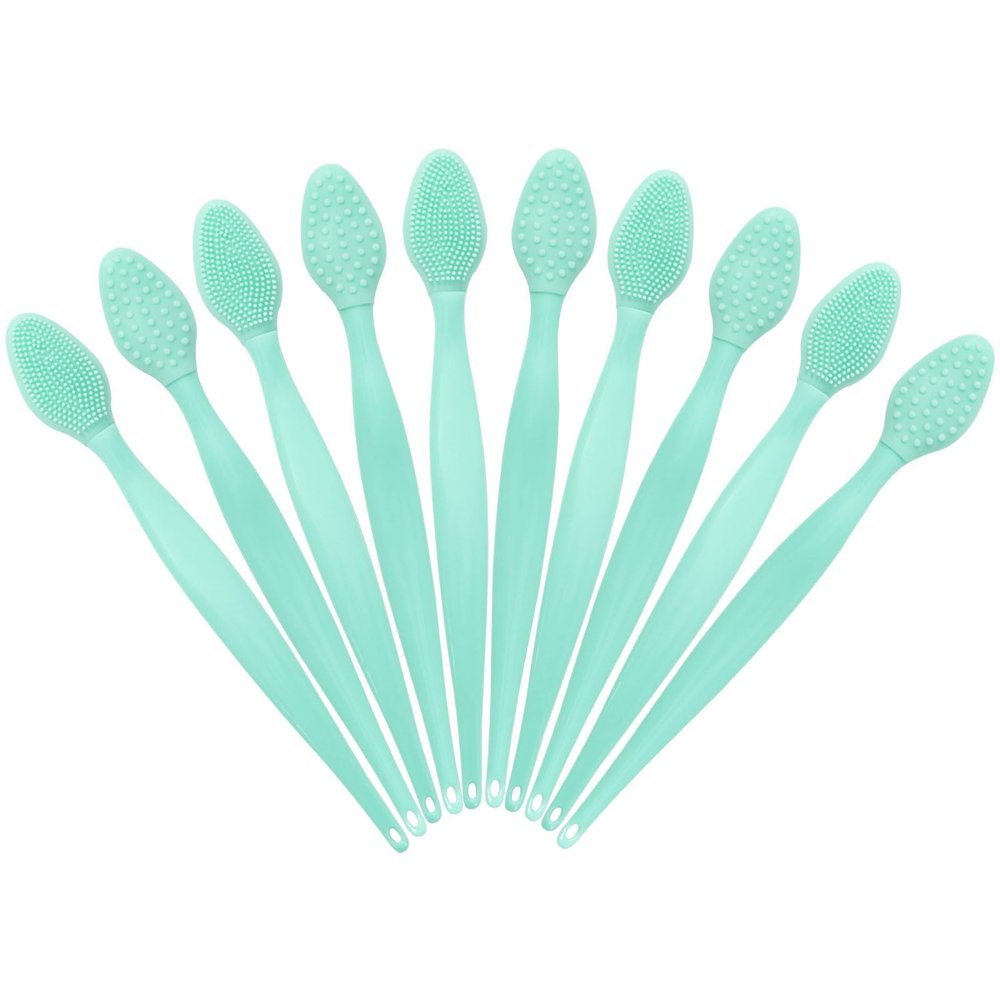 10 Pcs Lip Scrub Brush, Ooloveminso Silicone Lip Scrubber Exfoliator Tool, Soft Double-Side Lip Brush Exfoliating for Dark Lips, Lip Care and Beauty-Green