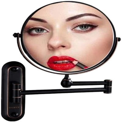 NOVOCE Makeup Mirror Wall Mounted Vanity Mirror Extendable 360 Rotation, Round Bathroom Mirror Shaving Mirror Cosmetic Vanity Mirror (Color : Black, Size : 7X Magnification)