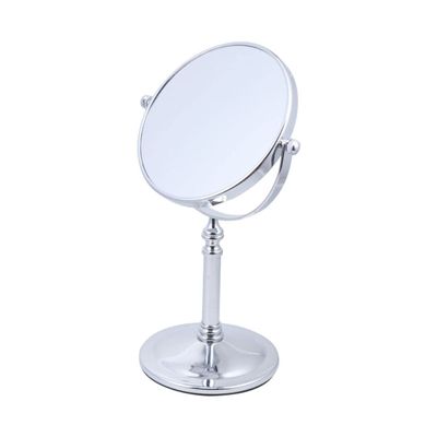 Uonlytech 1pc Double Side Makeup Mirror Magnification Desktop Vanity Mirror for Home Use Silver Finish Frame - Base Support