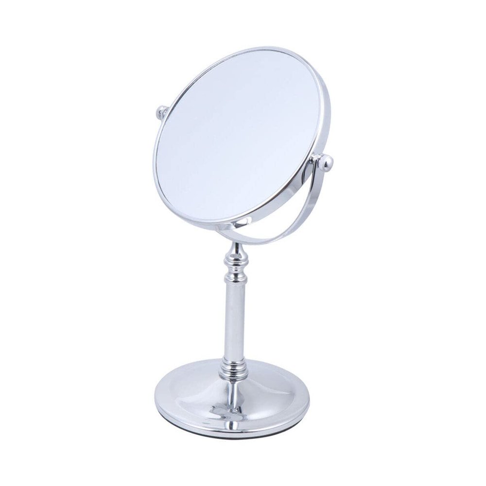 Uonlytech 1pc Double Side Makeup Mirror Magnification Desktop Vanity Mirror for Home Use Silver Finish Frame - Base Support