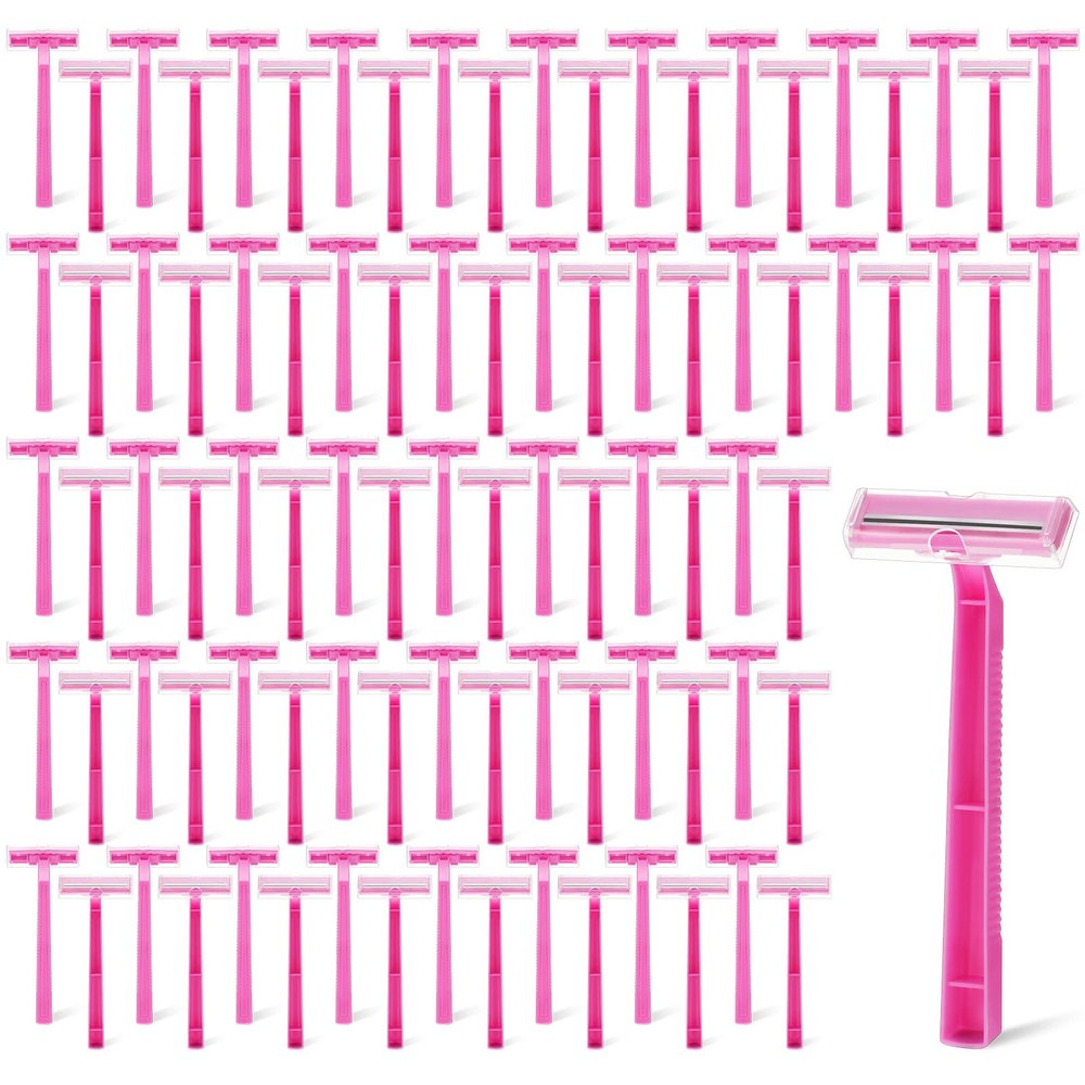 Hanaive Women's Disposable Razors Bulk Twin Blade Disposable Stainless Steel Hospitality Quality Shaver Multipurpose Portable Shave Razor Manual for Bathing Hotel Travel(Pink,300 Pcs)