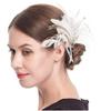 1920s Hair Clip Wedding Bride Flapper Feather Headband Crystal White Headwear Fascinator Hair Accessories Prom Bridal Hair Jewelry Women Girls Black,White view 2