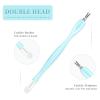 50Pcs Nail Cuticle Trimmer Rubber Nail Cleaner,heemeei Plastic Handle Cuticle Knife, Double End Nail Dead Skin Fork Cuticle Pusher Bulk Nail Art Cuticle Remover Tools for Girls Women and Men-Blue view 3
