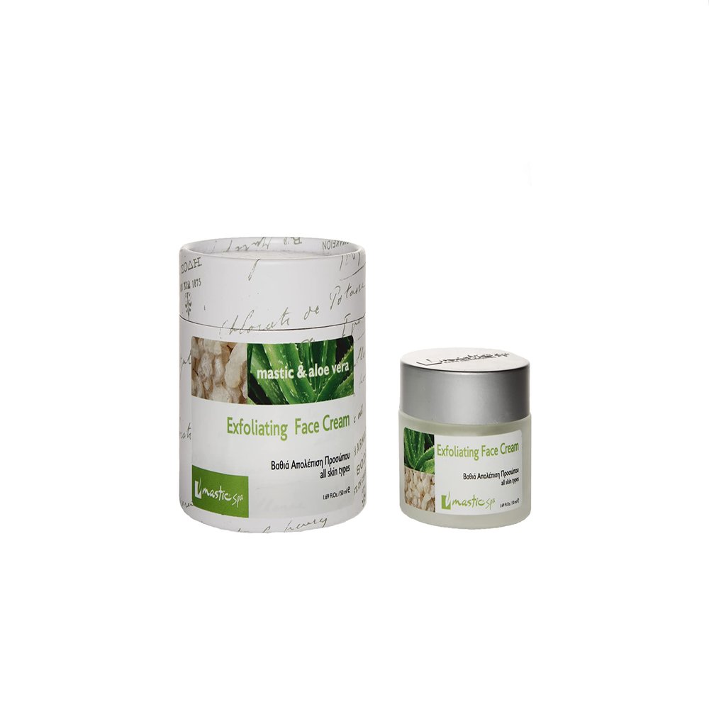 Mastic Spa Aloe Exfoliating Face Cream, Face scrub with mastic gum and organic aloe vera, 50ml / 1.69 Fl. Oz