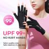 modelones Professional UPF99+ UV Protection Gloves and Nail Art Brushes Set, Nail Art Design Pen Painting Tools with Nail Extension Gel Brush, Nail Art Liner Brush and Nail Dotting Pen for Gel Polish view 2