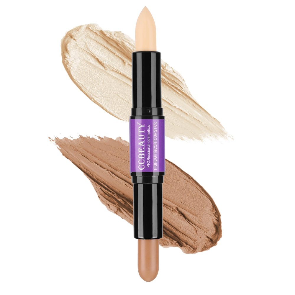CCbeauty 2-IN-1 Matte Contour Stick,Cream Dual Highlight Concealer Stick, Highlighting & Contouring Kit, Bronzer Highlighter Sticks for Face Shaping Makeup, Long Lasting & Waterproof