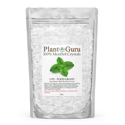 Menthol Crystals 2 lbs. Bulk Mentha Arvensis 100% Pure Natural USP Food Grade - Great For Cosmetics, Salves, Balms, Creams and Soap Making.
