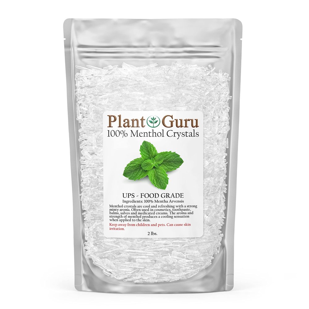 Menthol Crystals 2 lbs. Bulk Mentha Arvensis 100% Pure Natural USP Food Grade - Great For Cosmetics, Salves, Balms, Creams and Soap Making.