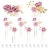 inSowni 20 Pack Classic White Dusty Pink Blue Flower Bridal Wedding Hair Side Combs+U-shaped Flower Hair Pins+Twist Spiral Pearl Hair Pins Pieces Headpieces Accessories for Brides Bridesmaids Women Girls (Purple) view 1