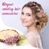 inSowni 20 Pack Classic White Dusty Pink Blue Flower Bridal Wedding Hair Side Combs+U-shaped Flower Hair Pins+Twist Spiral Pearl Hair Pins Pieces Headpieces Accessories for Brides Bridesmaids Women Girls (Purple) view 3