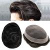 Mens Toupee for Men Fine Mono Human Haire Hairpiece Poly Skin Around Hair System Hairpiece Durable NPU Monofilament Wig Hair Replacement for Men (6''X9'', 1B# Natural Black) view 1
