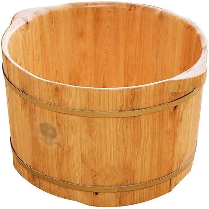 Beauty Salon Cedar Wood Foot Bucket, Thickened and Widened Foot Bath Bowl for 2 Persons, Portable Foot Bath Bowl with Lid, Solid Wood Natural Foot