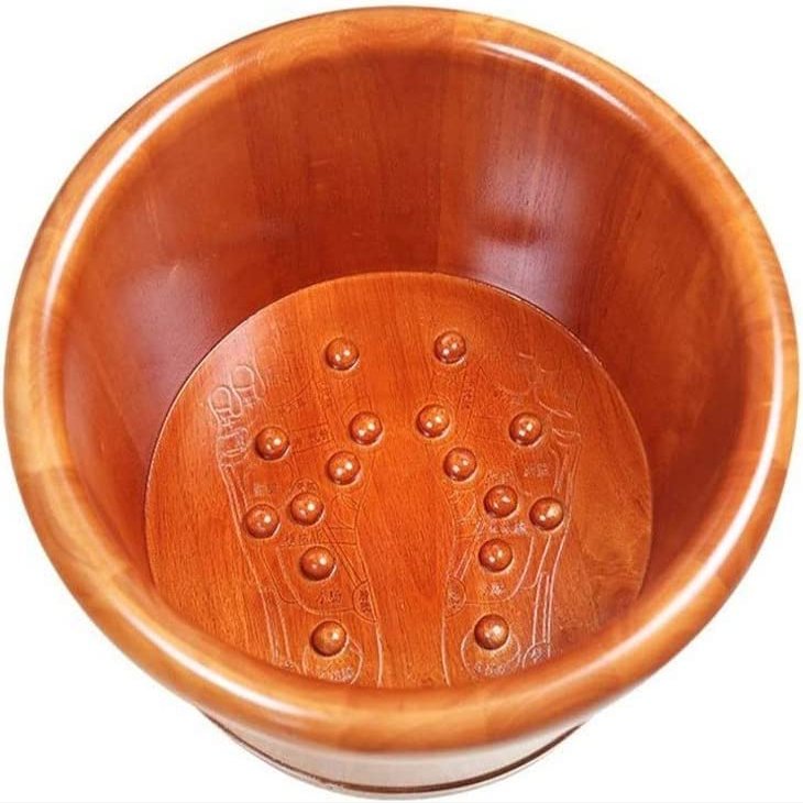 Bsetain Solid Wood Foot Tub, Spa Massage Foot Bath Barrel, Smooth and Delicate Pedicure Barrels, 26cm