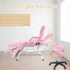 Facial Chair Massage Salon Tattoo Chair with Two Trays Esthetician Bed with Hydraulic Stool,Multi-Purpose 3-Section Facial Bed Table, Adjustable Beauty Barber Spa Beauty Equipment (Color : Pink) view 3