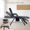 Facial Chair Massage Salon Tattoo Chair With Two Trays Esthetician Bed With Hydraulic Stool,Multi-Purpose 3-Section Facial Bed Table, Adjustable Beauty Barber Spa Beauty Equipment ( Color : Black ) view 4