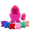 3pcs Beauty Sponge Egg Stand Silicone Makeup Sponge Holder Makeup Blender Stand Container Pink Purple Hotpink view 3