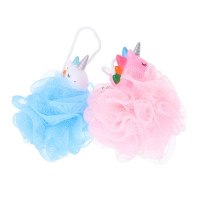 2Pcs Unicorns Bath Scrubber Mesh Shower Balls for Cute Cartoon Exfoliating Bath Bubble Net & Bath Poufs for Fun and Relaxation