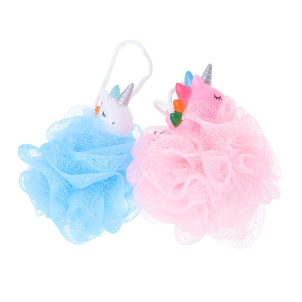 2Pcs Unicorns Bath Scrubber Mesh Shower Balls for Cute Cartoon Exfoliating Bath Bubble Net & Bath Poufs for Fun and Relaxation