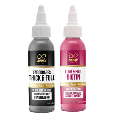Scalp & Hair Treatment Pack of 2 with Black Seed Oil-Thick and Full & Biotin Infused-Finishing, Repair and Soothing - For irritated, Itchy Scalp - For Hair growth -