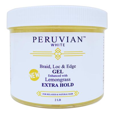 Peruvian white Braids N Lox Braid, Loc & Edge Braiding Gel EXTRA HOLD for Relaxed & Natural Hair, 2 LBS. (Lemongrass)