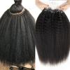 10inch Micro Link Hair Extensions Real Human Hair Kinky Straight 50g 50strands Microlink Human Hair Extension for Black Women Beaded Invisilable Micro Ring Extension Natural Black view 1