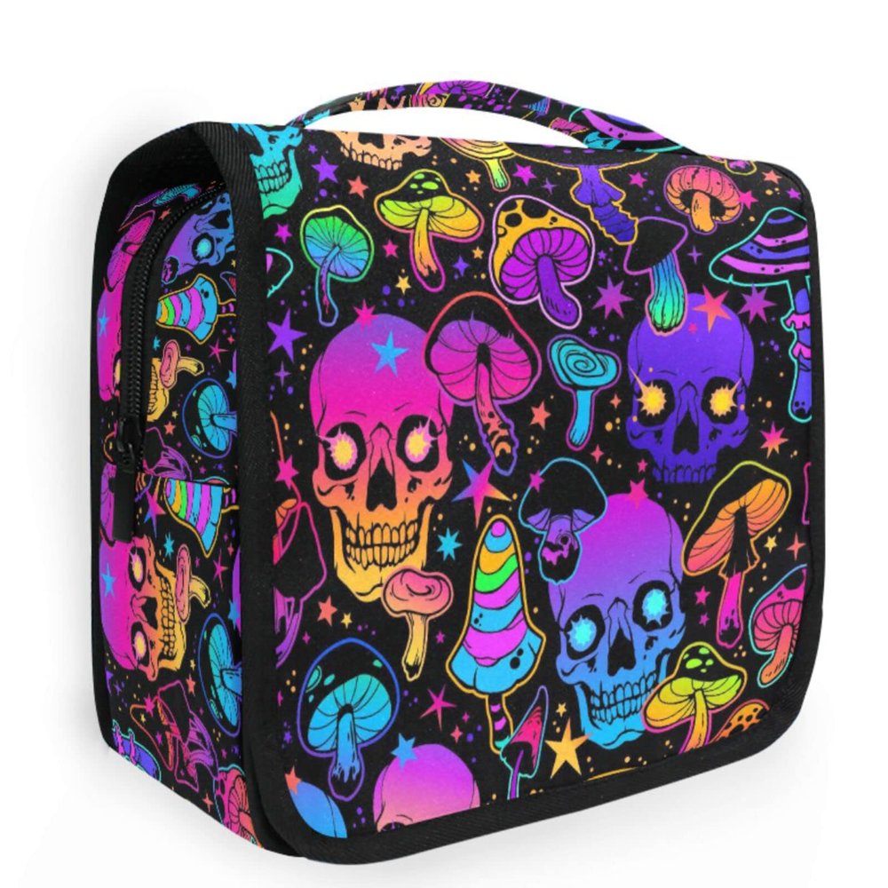 Hanging Toiletry Bag Magic Skull Mushroom Purple Makeup Bag Travel bag for Toiletries Portable Toiletry Organizer Bags Toiletry Bag for Women Men, Travel-Essentials Toiletry Bag