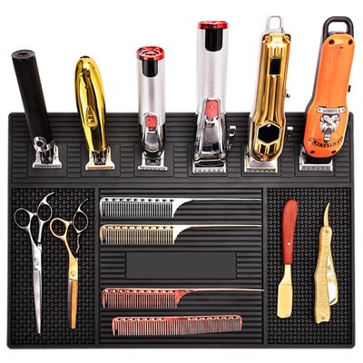 Barber Magnetic Tray 6 Slots Hairdressing Electric Clippers Storage Mat Salon Table Tools Nonslip Cushion Heat Resistant Pad