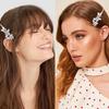 10 Pieces Rhinestone Hair Pins, Silver Leaf Hair Clips Crystal Wedding Hair Clips for Brides, Elegant Rhinestone Hair Accessories for Women Girls view 2