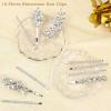 10 Pieces Rhinestone Hair Pins, Silver Leaf Hair Clips Crystal Wedding Hair Clips for Brides, Elegant Rhinestone Hair Accessories for Women Girls view 3