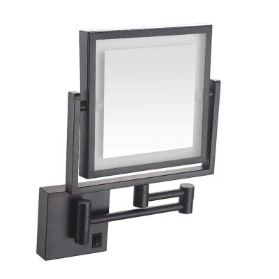 8 Inch LED Wall Mounted Makeup Mirror, Double Sided Vanity Magnifying Mirror for Bathroom, 360 Swivel Extendable Cosmetic Vanity Mirror, Shaving Mirror with 3X Magnifying ( Color : Black , Size : Har