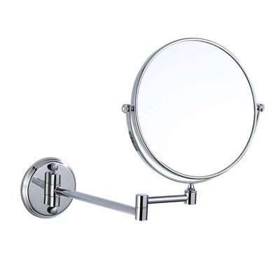 8-Inch Wall Mounted Makeup Mirror, 3X Magnification Two-Sided 360 Swivel Adjustable Height Cosmetic Extendable Bathroom Round Shape Vanity Mirror Chrome,6inchsquarebottom ( Color : 8inchroundbottom )