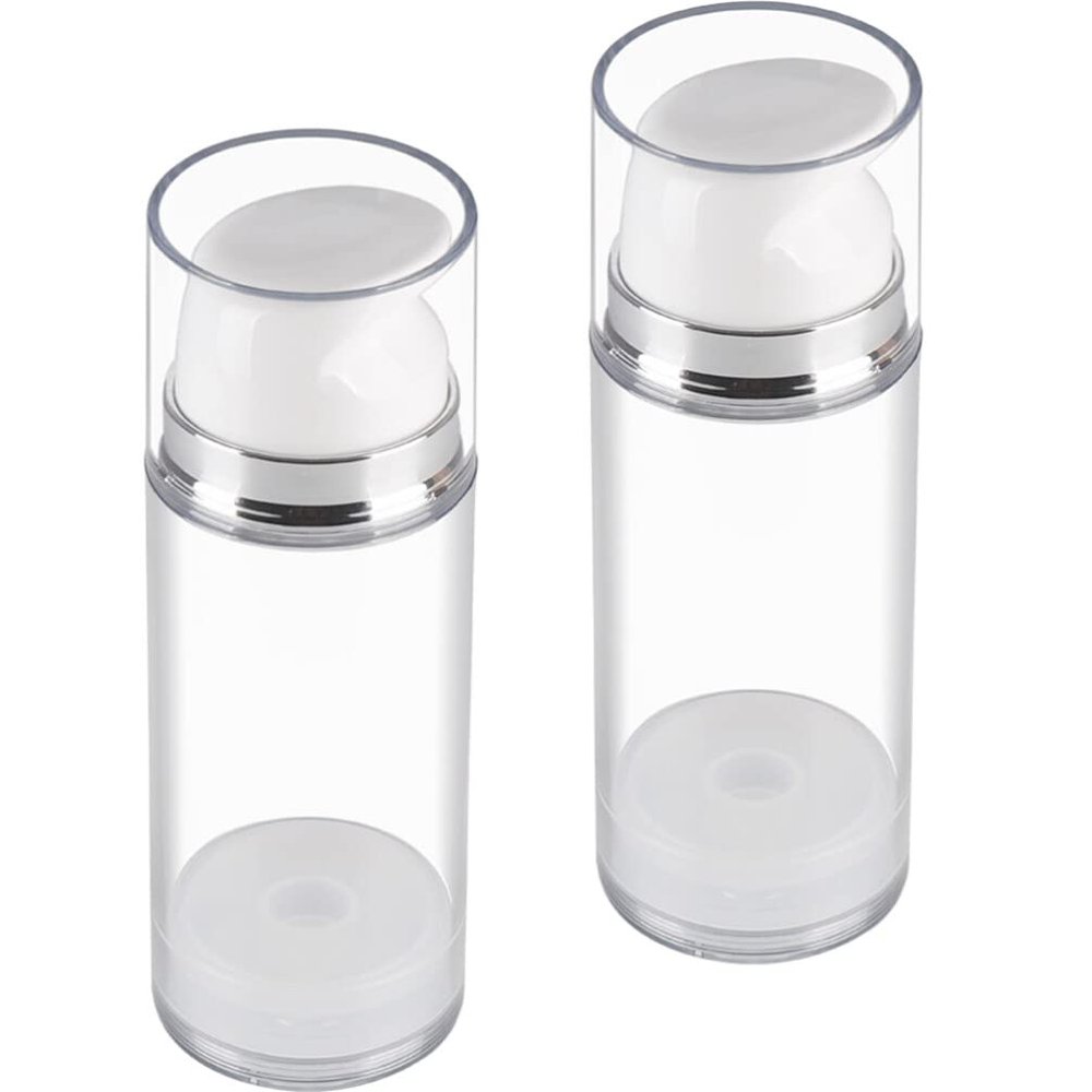 Beaupretty 2PCS 50ML Airless Pumb Bottle Refillable Pump Bottle Airless Lotion Pump Face Cream Dispenser Cream Vacuum Jar Travel as Portable