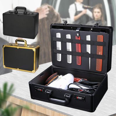 CNCEST Barber'S Suitcase, Beauty Salon Kit Storage Inside Can Place Fan Electric Wand Comb Scissors Cloth Professional Hair Cutting Tools Travel Organizer Box