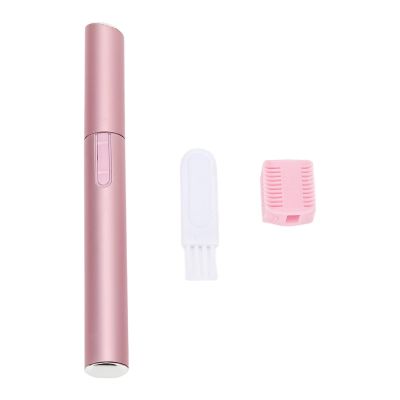 Eyebrow Trimmer, Portable Facial Hair Trimmer for Sensitive Skin, Pink Aluminum Mini Electric Gentle Facial Hair Remover for Women