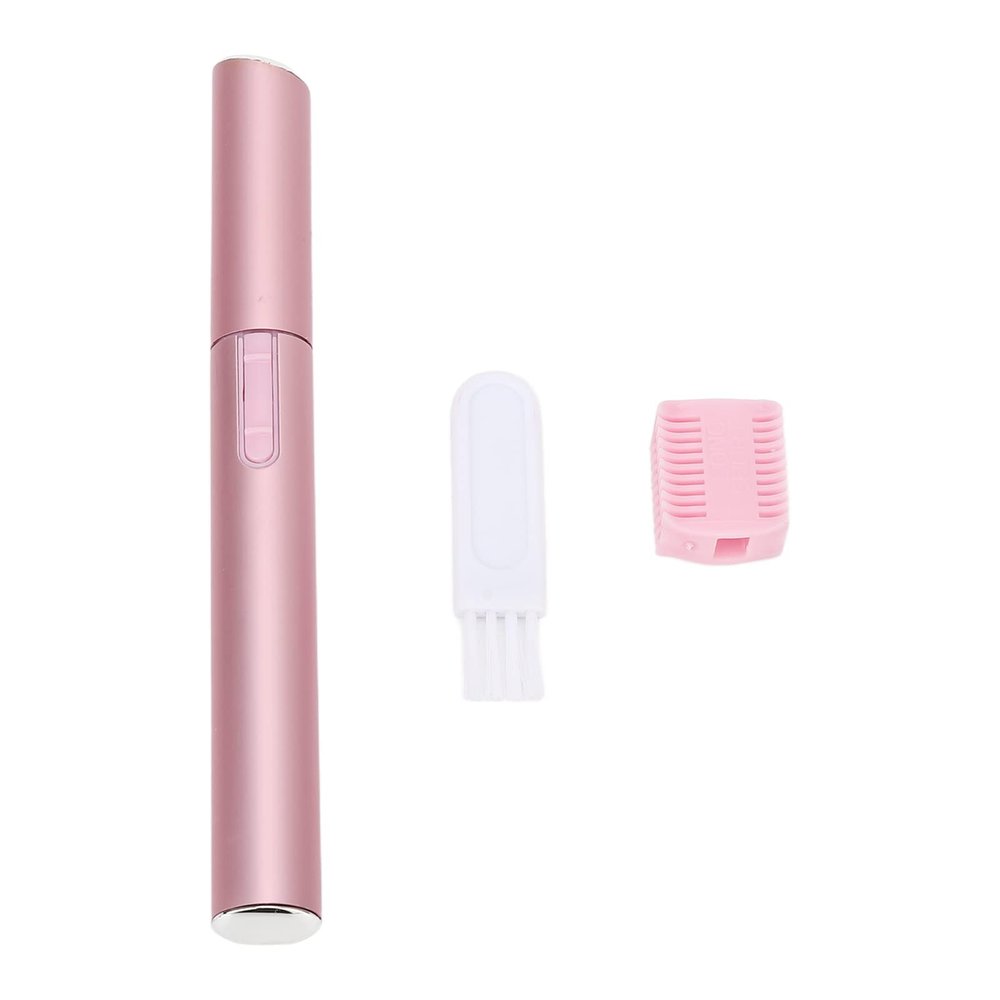 Eyebrow Trimmer, Portable Facial Hair Trimmer for Sensitive Skin, Pink Aluminum Mini Electric Gentle Facial Hair Remover for Women